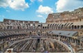 Panoramic view of Colosseum- also known as Flavian Amphitheater, the most remarkable landmark in the center of city, Rome Italy Royalty Free Stock Photo
