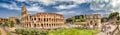 Panoramic view of the Colosseum and Arch of Constantine, Rome Royalty Free Stock Photo