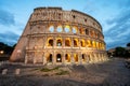 Panoramic view of Colosseum in the blue hour before sunrise Royalty Free Stock Photo