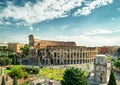 Panoramic view the Colosseum (Coliseum) in Rome Royalty Free Stock Photo