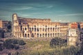 Panoramic view the Colosseum (Coliseum) in Rome Royalty Free Stock Photo