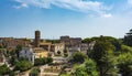 Panoramic view the Colosseum and Roman Forum from Palantine hill, Rome, Italy Royalty Free Stock Photo