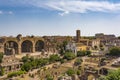 Panoramic view the Colosseum and Roman Forum from Palantine hill, Rome, Italy Royalty Free Stock Photo