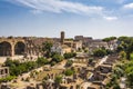 Panoramic view the Colosseum and Roman Forum from Palantine hill, Rome, Italy Royalty Free Stock Photo