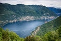 Panoramic view of Como lake from the village of Brunate, Italy Royalty Free Stock Photo