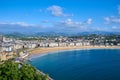 Panoramic view of Concha Bay and Beach. San Sebastian. Spain at Monte Urgull. Royalty Free Stock Photo