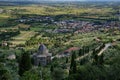 Panoramic view from Cortona, Italy, at summer. Santa Maria delle Grazie al Calcinaio Royalty Free Stock Photo