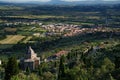 Panoramic view from Cortona, Italy, at summer. Santa Maria delle Grazie al Calcinaio Royalty Free Stock Photo