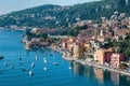 Panoramic view of Cote d`Azur near the town of Villefranche-sur- Royalty Free Stock Photo