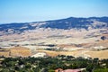 Panoramic view of the countryside and the picturesque town of Volterra, Tuscany, Italy Royalty Free Stock Photo