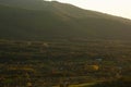 panoramic view of the countryside in Valle Ambroz at sunset in autumn