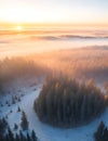 Panoramic view of the covered with frost trees in the snowdrifts Royalty Free Stock Photo