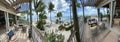 Panoramic view of cozy balconies in a tropical resort Royalty Free Stock Photo