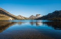 Panoramic view of Cradle mountain with Dove lake in Tasmania, Australia. Royalty Free Stock Photo