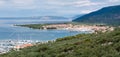 Panoramic view of Cres marina town and mountains