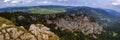 Panoramic view from the Creux-du-Van or Creux du Van rocky cirque, Neuchatel canton, Switzerland Royalty Free Stock Photo