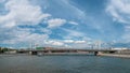 Panoramic view of the Crimean bridge over the Moscow river. Royalty Free Stock Photo