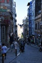 Panoramic view of a crowded street. Beautiful streets of Istanbul.