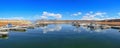 Panoramic view of Crowley lake Marina in Sierra Nevada Mountains Royalty Free Stock Photo
