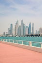 Panoramic view of the cruise ships and skyscrapers at the dubai Royalty Free Stock Photo