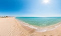 Panoramic view of the crystal clear azure sea and white sandy beach. beautiful travel landscape, hot sun, dream tropical nature