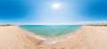 Panoramic view of the crystal clear azure sea and white sandy beach. beautiful travel landscape, hot sun, dream tropical nature Royalty Free Stock Photo