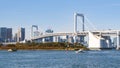 Panoramic view at Daiba beach,rainbow bridge at Japan