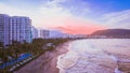 Panoramic view at dawn of Ixtapa Bay. Royalty Free Stock Photo