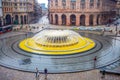 Panoramic view of De Ferrari square in Genoa, Italy. Royalty Free Stock Photo