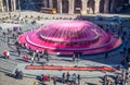 Panoramic view of De Ferrari square in Genoa, the heart of the city with the central fountain, Italy Royalty Free Stock Photo