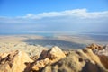 The Dead Sea and desert panoramic view from Masada fortress, Israel Royalty Free Stock Photo