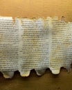 Panoramic view of Dead Sea Scrolls on display at the caves of Qumran. They consist biblical and non-biblical manuscripts