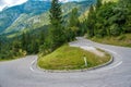 panoramic view of a 180 degree curve of the mountaint road Royalty Free Stock Photo