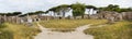 Panoramic view - 180 degrees - of the Barracks of the Fire Brigade - Caserma dei vigili - located in the Roman archaeological