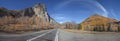 Panoramic view of 180 degrees, open road