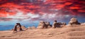 Panoramic view of Delicate Arch at sunset, Arches National Park