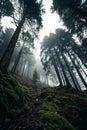 Panoramic view of dark forest Royalty Free Stock Photo