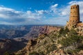 Panoramic view of Desert view watchtower at Grand Canyon National Park USA Royalty Free Stock Photo