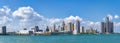 Panoramic view of Detroit skyline from Windsor, Ontario. Royalty Free Stock Photo