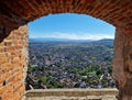 Panoramic view of Deva city, Romania. Royalty Free Stock Photo