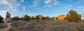 Panorama of hoodoos and sand stone in Devils Garden Utah Royalty Free Stock Photo