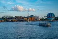 Panoramic view of dockside and air balloon in Disney Springs at Lake Buena Vista 2