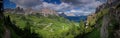 Panoramic view of the Dolomites peaks Royalty Free Stock Photo