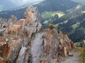 Panoramic View of the Dolomites from the Rocky Summit of Plan de Corones, Italy Royalty Free Stock Photo