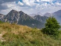 Panoramic View of the Dolomites from the Rocky Summit of Plan de Corones, Italy Royalty Free Stock Photo