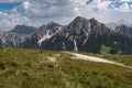Panoramic View of the Dolomites from the Rocky Summit of Plan de Corones, Italy Royalty Free Stock Photo