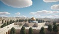 Panoramic view of the Dome of the Rock Temple in the Old City of Jerusalem. Generative AI Royalty Free Stock Photo