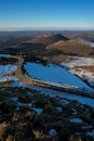 Panoramic view of the domes on the Auvergne volcanic chain, in Puy-de-Dome Royalty Free Stock Photo