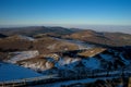 Panoramic view of the domes on the Auvergne volcanic chain, in Puy-de-Dome Royalty Free Stock Photo