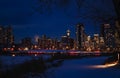 Panoramic View Of Downtown Calgary At Night In The Winter Royalty Free Stock Photo